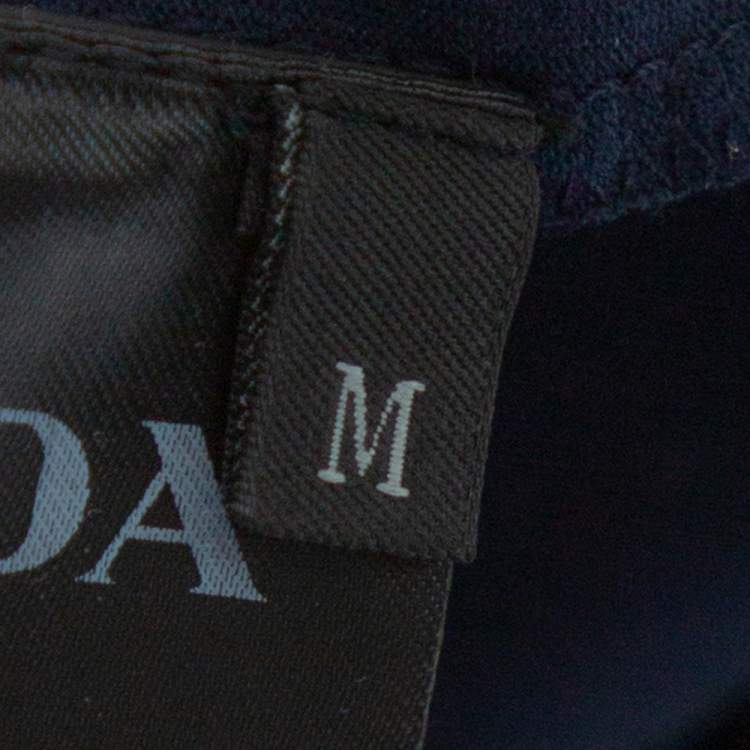 Pre Owned Prada Navy Blue Cotton Logo Pocket Detail Crew Neck T-Shirt M