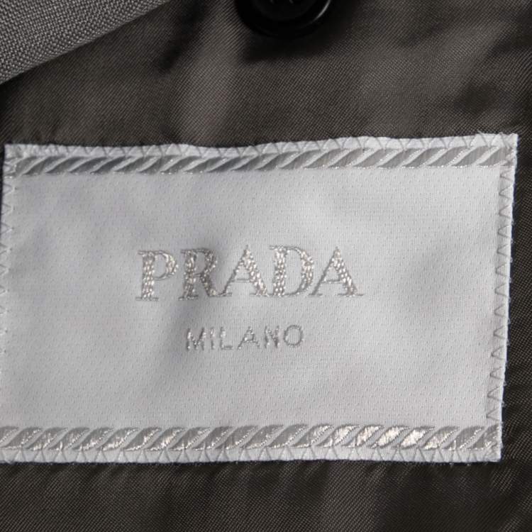 Pre Owned Prada Grey Mohair & Silk Single Breasted Blazer XL