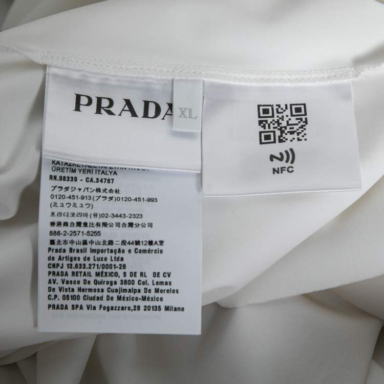 Pre Owned Prada White Technical Jersey Mock Neck Turtleneck Sweater XL