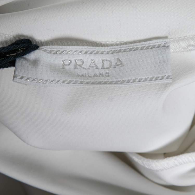 Pre Owned Prada White Technical Jersey Mock Neck Turtleneck Sweater XL