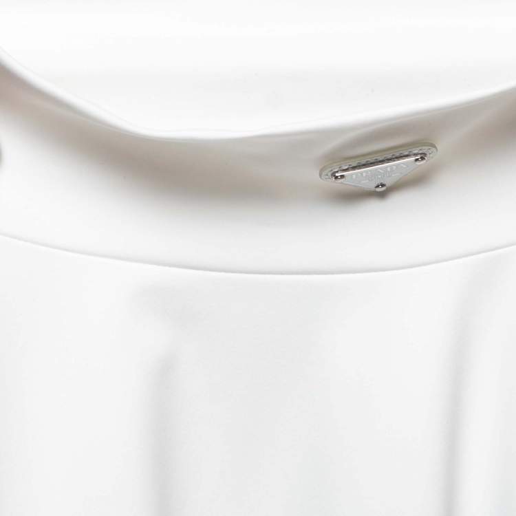 Pre Owned Prada White Technical Jersey Mock Neck Turtleneck Sweater XL