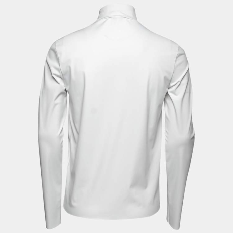 Prada White Technical Jersey Mock Neck Turtleneck Sweater XL Prada