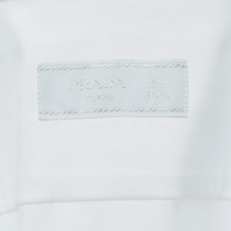 Pre Owned Prada White Cotton Long Sleeve Button Front Shirt M