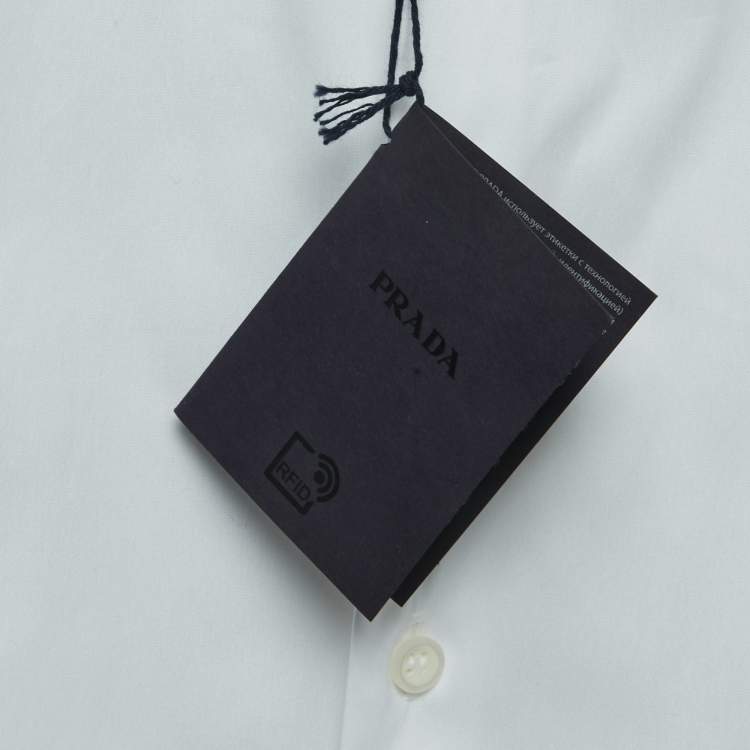 Pre Owned Prada White Cotton Long Sleeve Button Front Shirt M