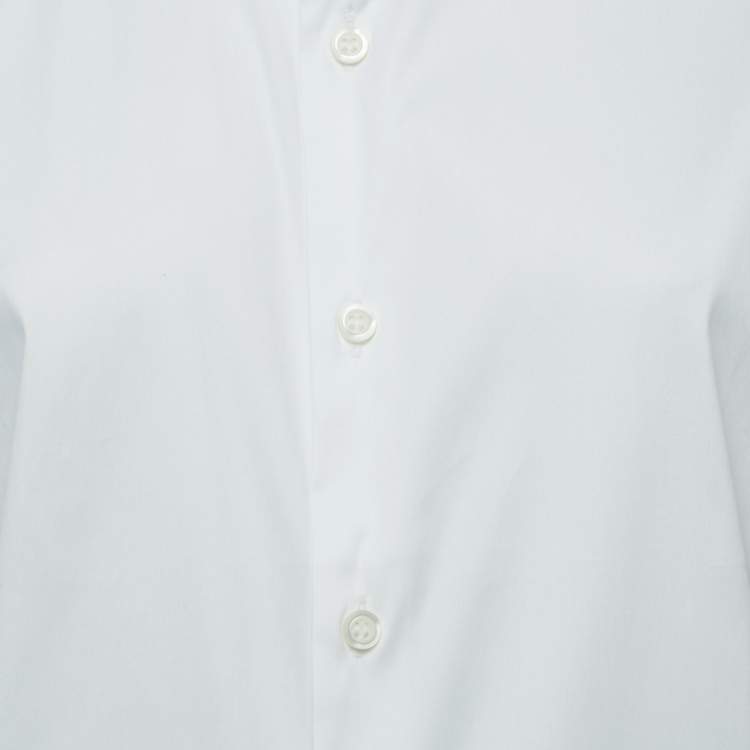 Pre Owned Prada White Cotton Long Sleeve Button Front Shirt M