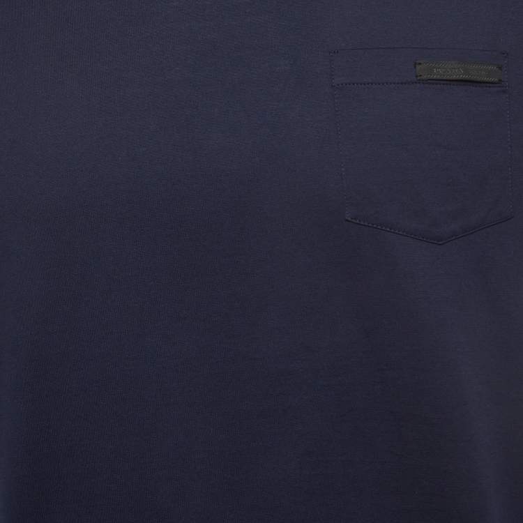 Pre Owned Prada Navy Blue Cotton Crew Neck T-Shirt L