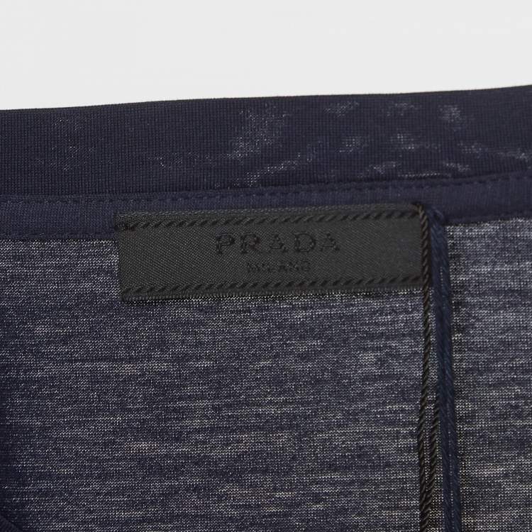 Pre Owned Prada Navy Blue Cotton Crew Neck T-Shirt L