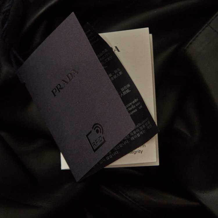 Pre Owned Prada Black Nappa Leather Metal Logo Embellished Shorts and Shirt Set M