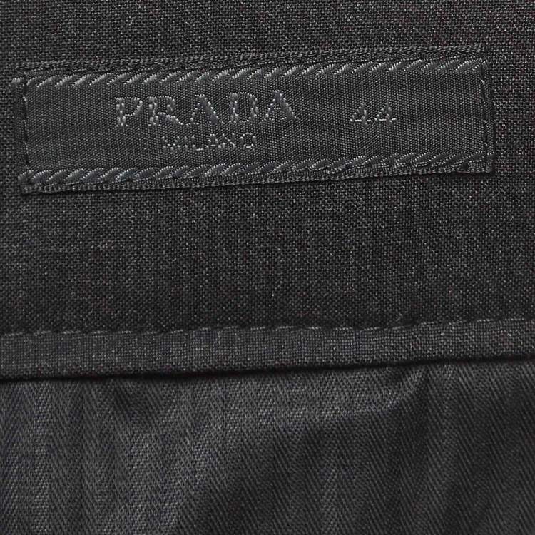 Pre Owned Prada Grey Wool Buttoned Formal Trousers XS 