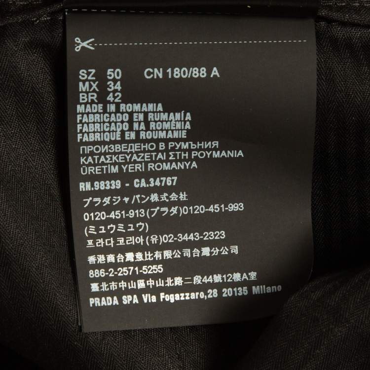 Pre Owned Prada Grey Wool Straight Fit Formal Trousers L