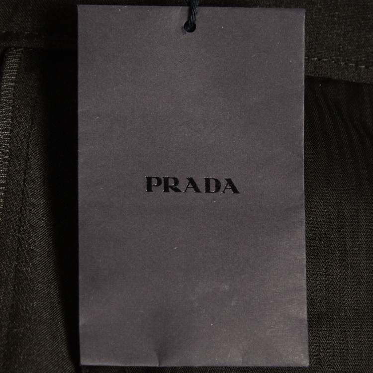 Pre Owned Prada Grey Wool Straight Fit Formal Trousers L