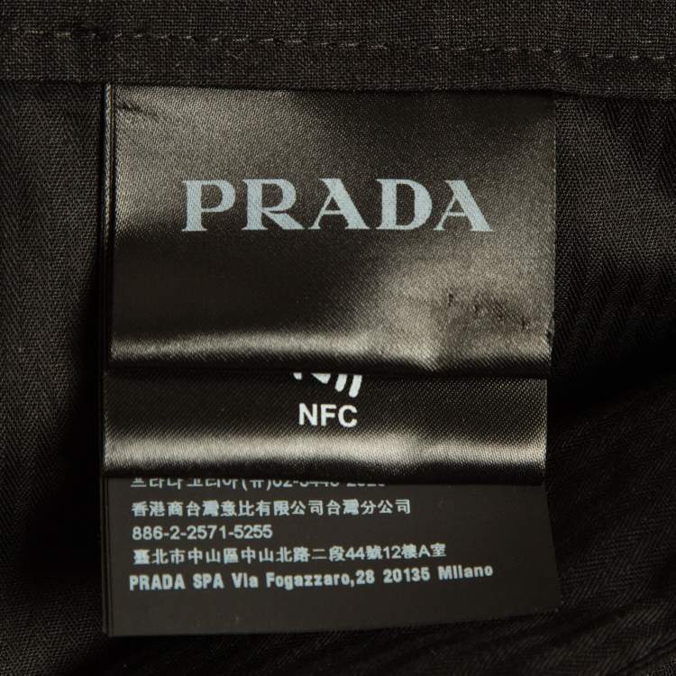 Pre Owned Prada Grey Wool Straight Fit Formal Trousers L