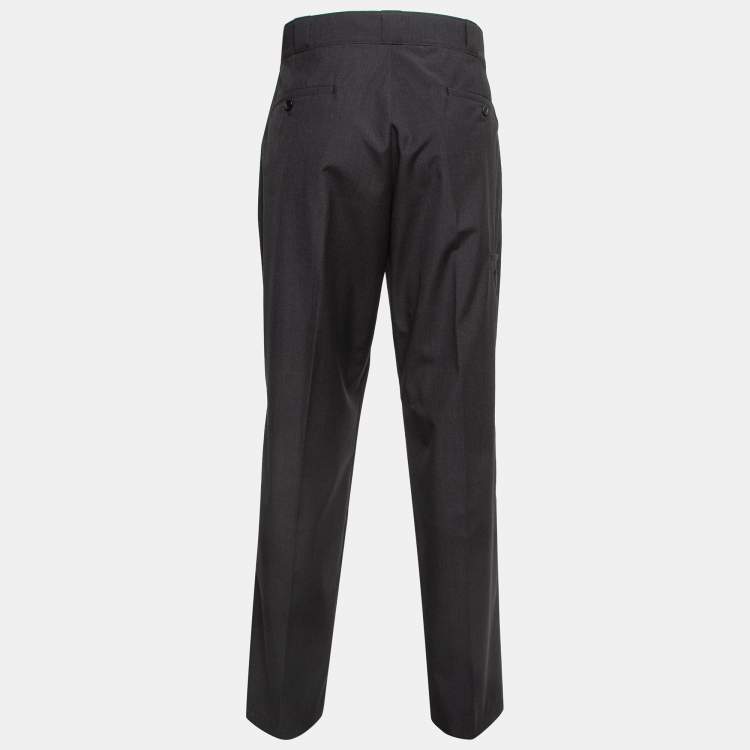 Pre Owned Prada Grey Wool Straight Fit Formal Trousers L