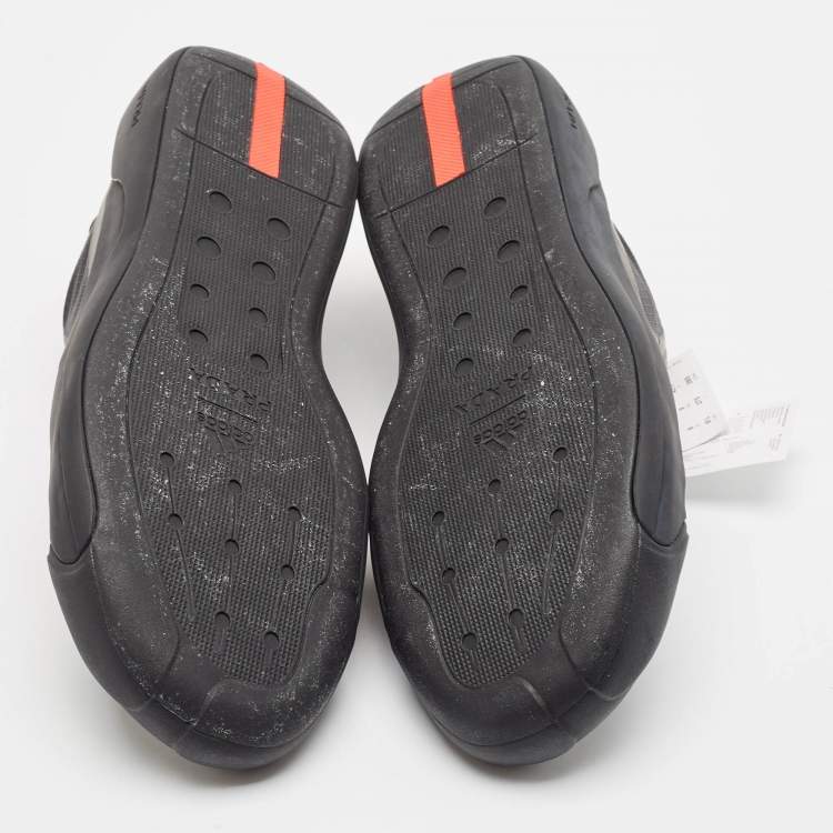 Pre Owned Prada Black Leather and Mesh Luna Rossa Low Top Sneakers Size 43.5