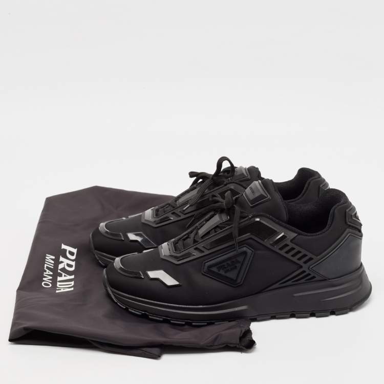 Pre Owned Prada Black Nylon and Rubber Cloudbust Low Top Sneakers Size 43