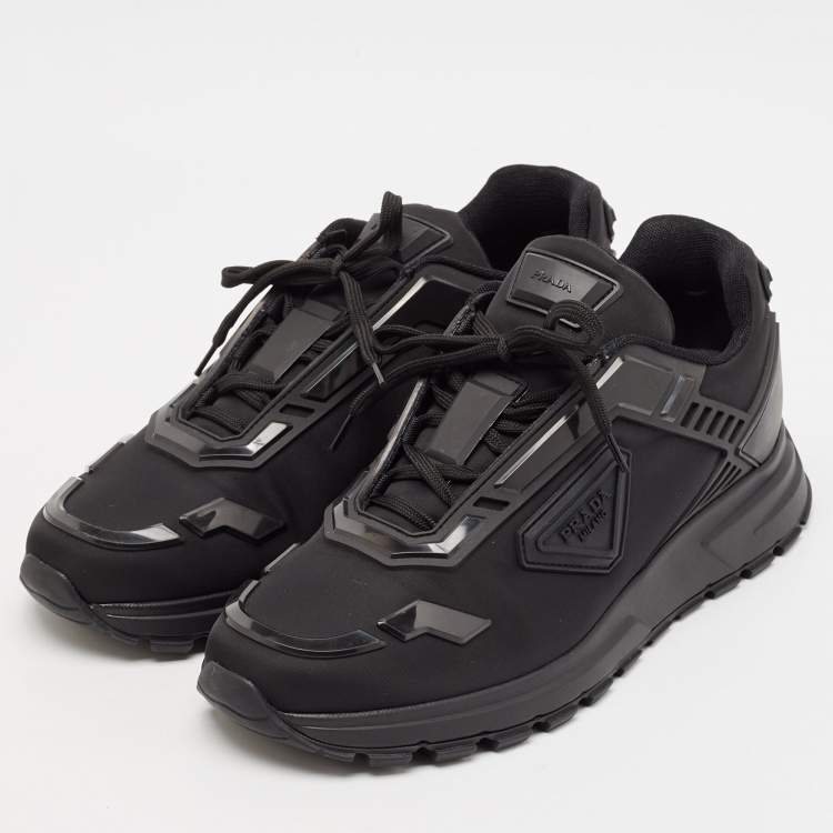 Pre Owned Prada Black Nylon and Rubber Cloudbust Low Top Sneakers Size 43