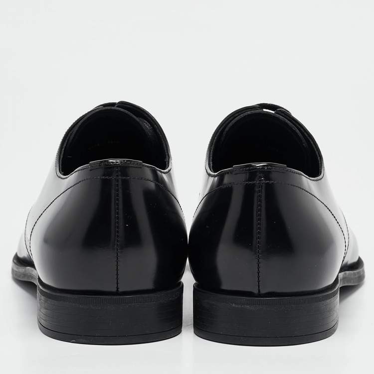 Pre Owned Prada Black Brushed Leather Lace Up Derby Size 43
