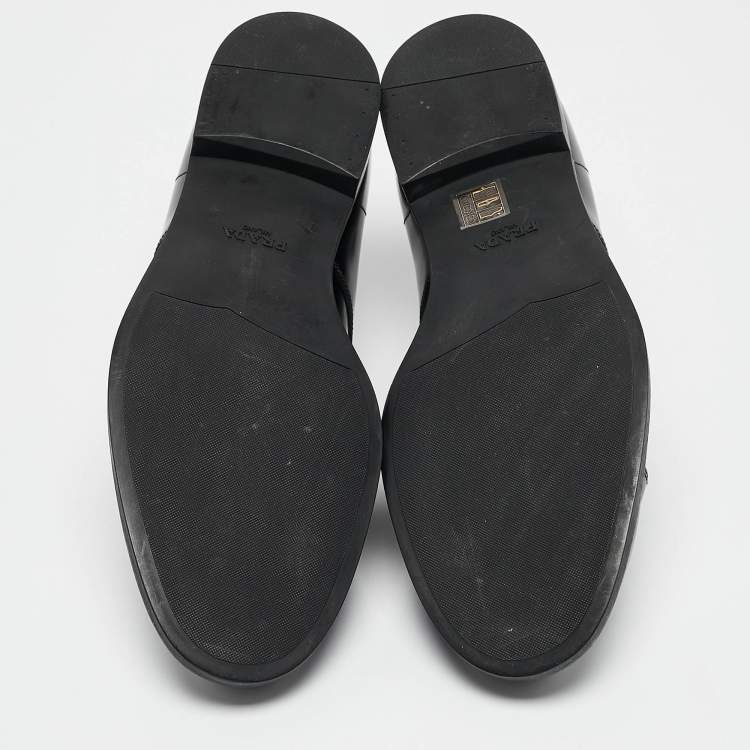 Pre Owned Prada Black Brushed Leather Lace Up Derby Size 43