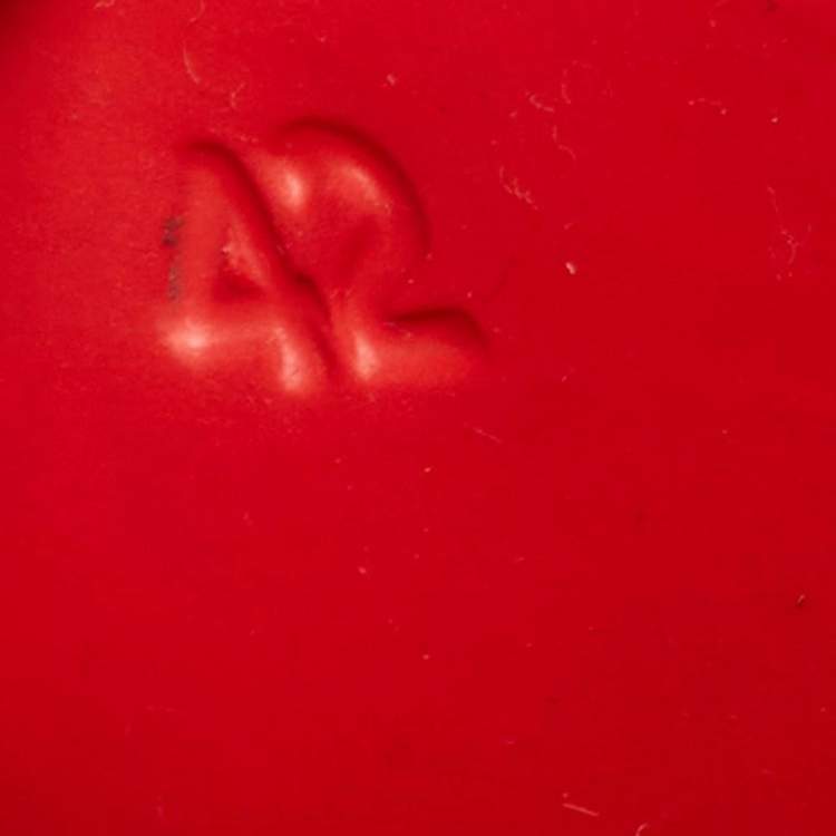 Pre Owned Prada Red Rubber Flat Mules Size 42