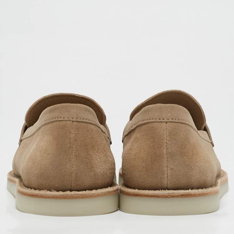 Pre Owned Prada Beige Suede Slip On Loafers Size 43