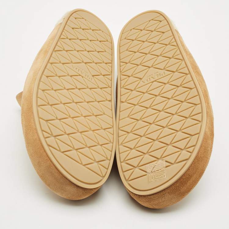 Pre Owned Prada Tan Suede Espadrille Mules Size 41