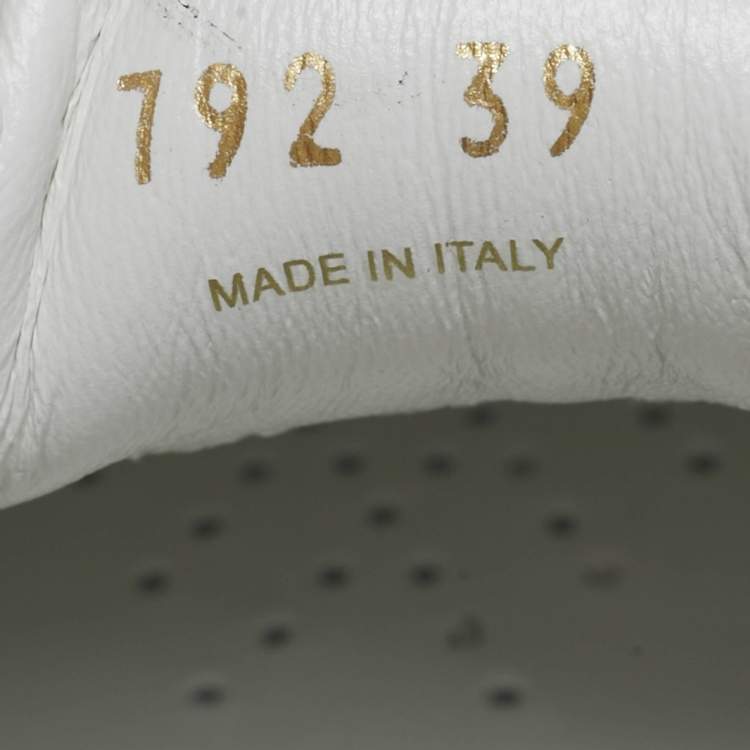 Pre Owned Prada Cream/White Leather Downtown Lace Up Sneakers Size 39