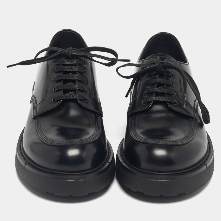 Pre Owned Prada Black Leather Monolith Platform Loafers Size 41