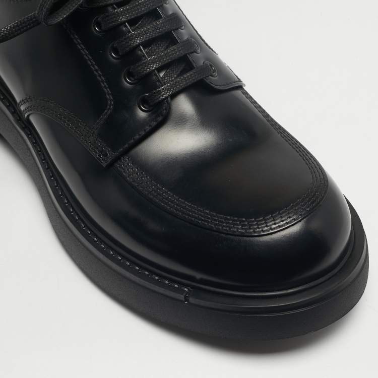 Pre Owned Prada Black Leather Monolith Platform Loafers Size 41