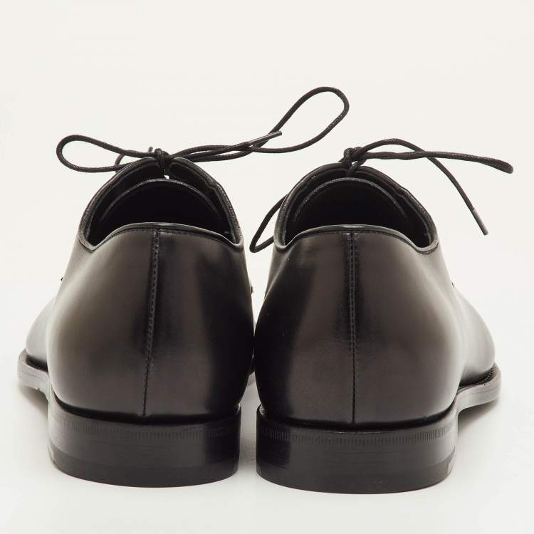 مملوكة مسبقًا حذاء ديربي برادا جلد أسود برباط مقاس 41.5