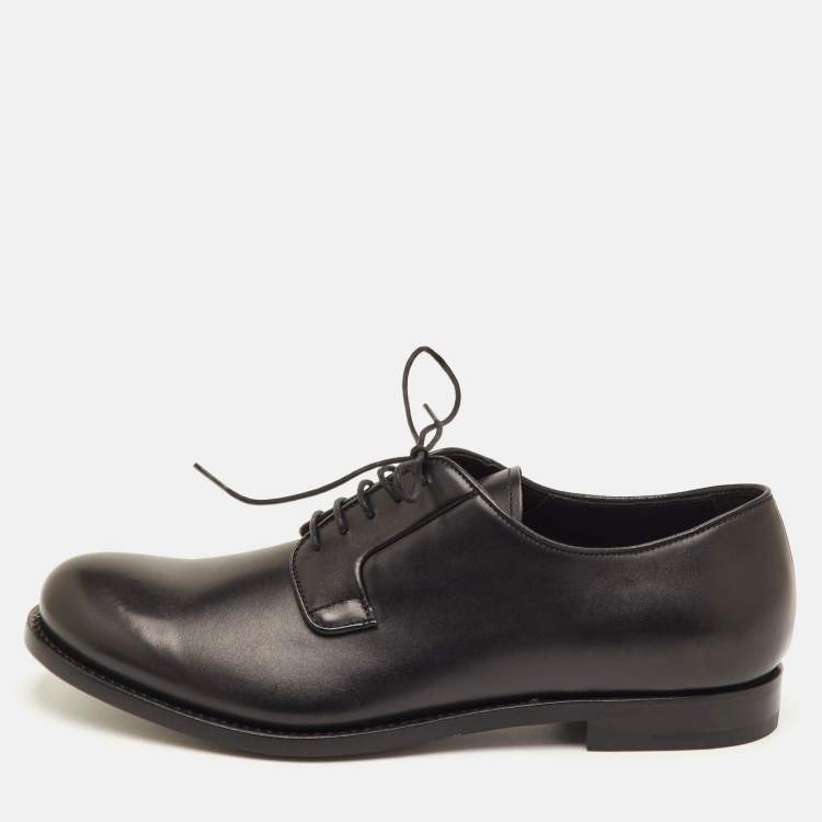 مملوكة مسبقًا حذاء ديربي برادا جلد أسود برباط مقاس 41.5