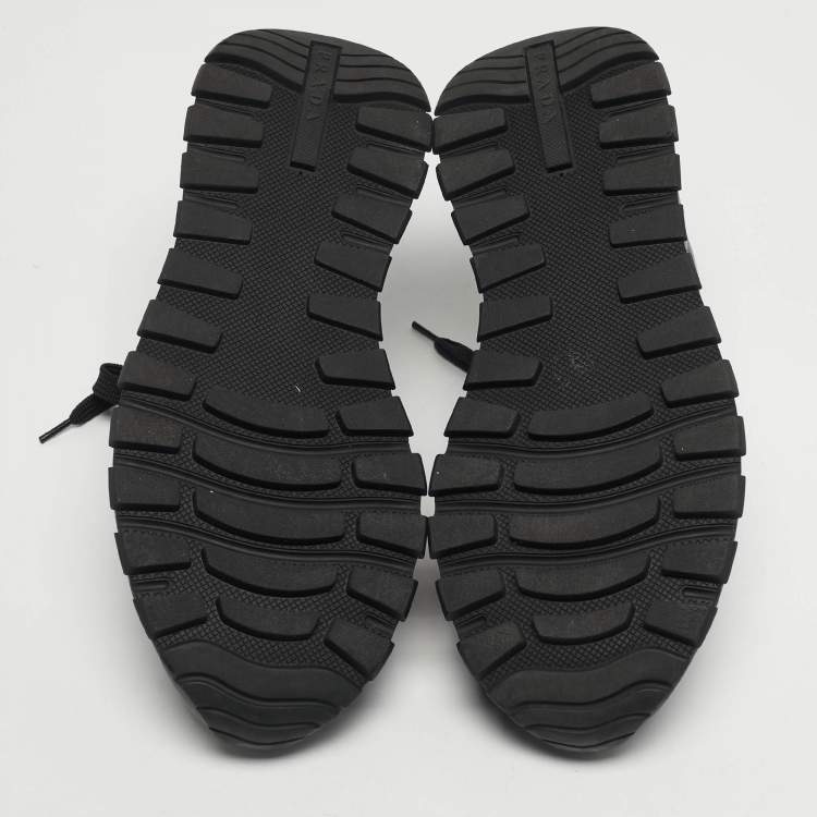 Pre Owned Prada Prax 01 Size 40 Black Leather and Mesh Lace Up Sneakers