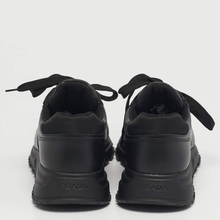 Pre Owned Prada Prax 01 Size 40 Black Leather and Mesh Lace Up Sneakers