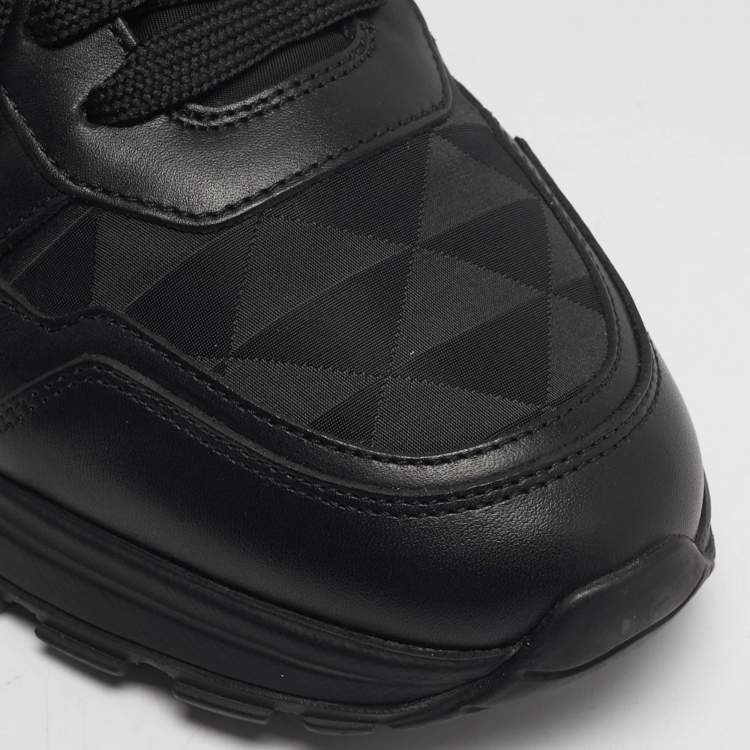 Pre Owned Prada Prax 01 Size 40 Black Leather and Mesh Lace Up Sneakers