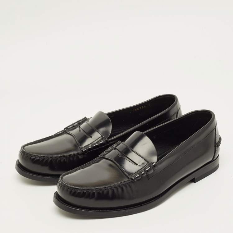 Pre Owned Prada Size 41 Black Brushed Leather Penny Loafers