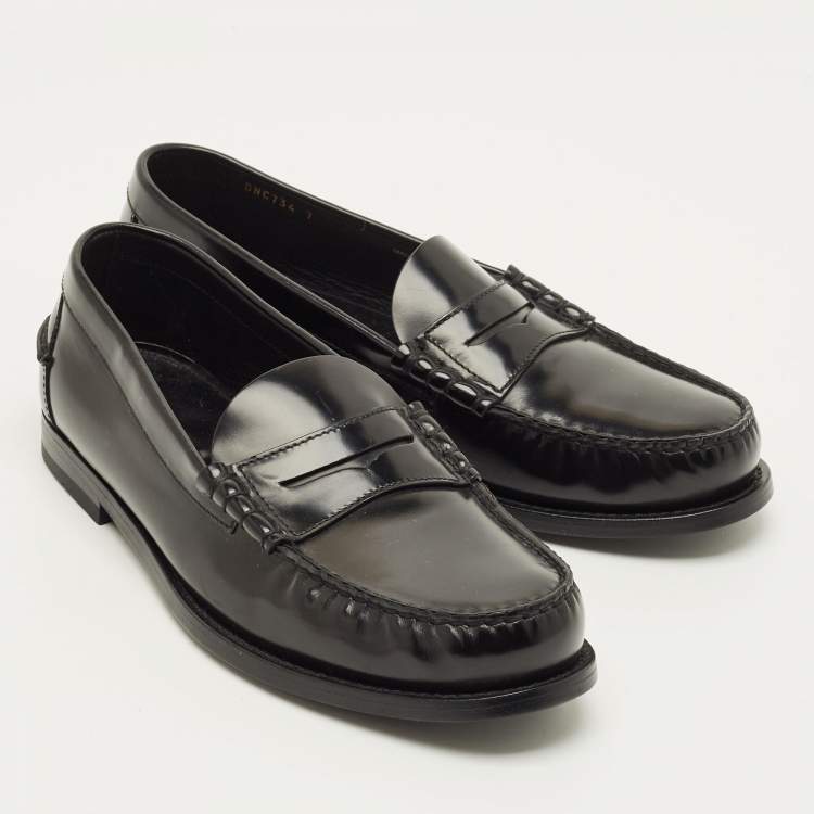 Pre Owned Prada Size 41 Black Brushed Leather Penny Loafers