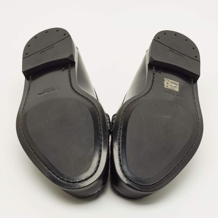 Pre Owned Prada Size 41 Black Brushed Leather Penny Loafers