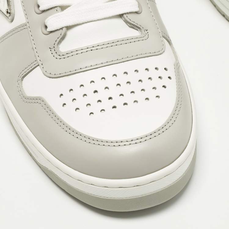 Pre Owned Prada Downtown Size 41.5 White/Grey Leather Low Top Sneakers