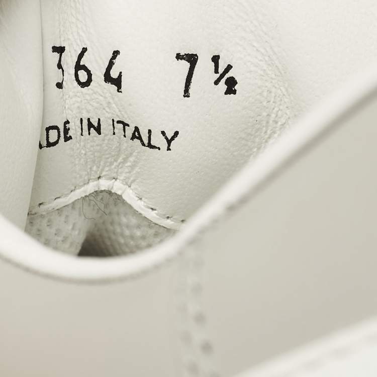 Pre Owned Prada Downtown Size 41.5 White/Grey Leather Low Top Sneakers