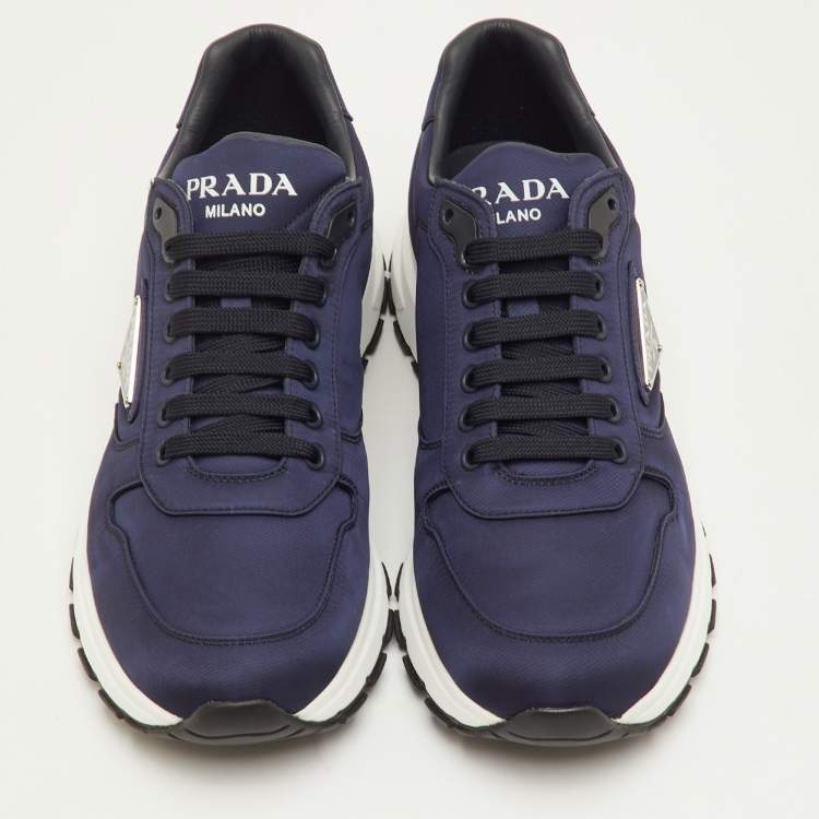 Pre Owned Prada Prax 01 Size 41.5 Navy Blue Nylon Low Top Sneakers
