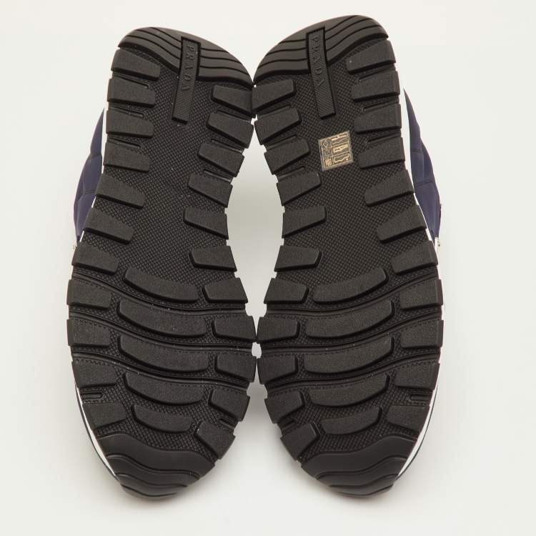 Pre Owned Prada Prax 01 Size 41.5 Navy Blue Nylon Low Top Sneakers