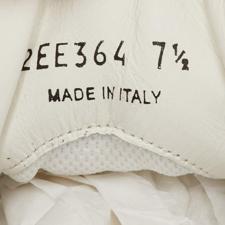 Pre Owned حذاء رياضي برادا جلد أبيض/أزرق داونتاون بعنق قصير مقاس 41