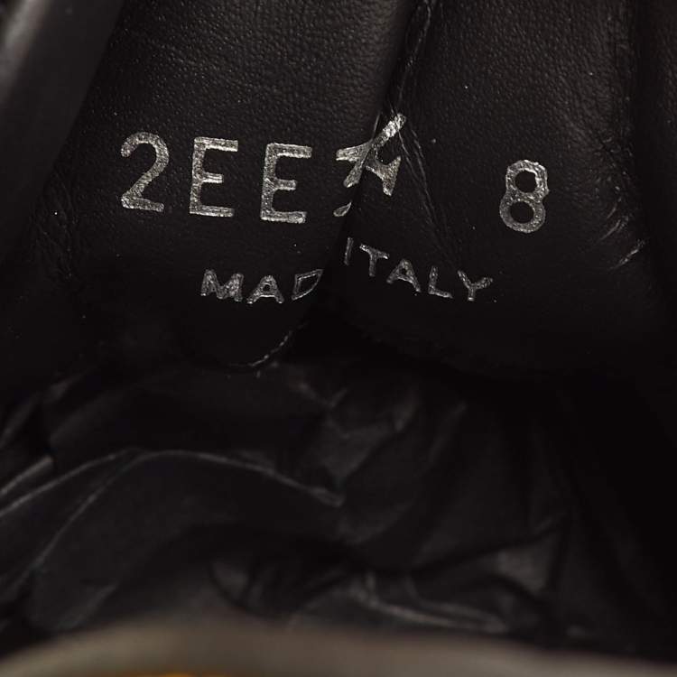 Pre Owned Prada Downtown Size 42 Black/Yellow Leather Low Top Sneakers