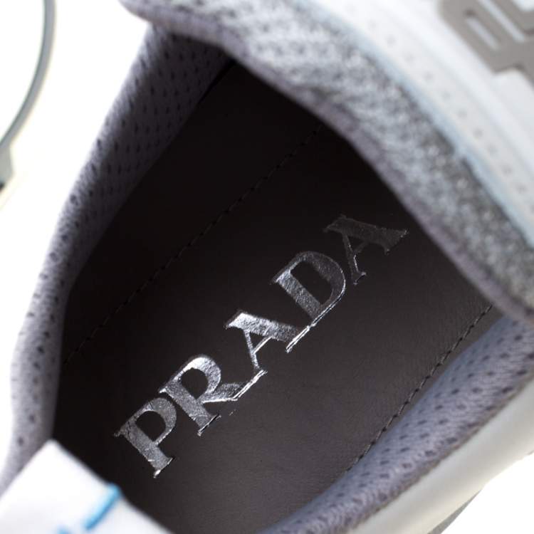 Pre Owned Prada Two Tone Mechano Leather and Technical Fabric Platform Sneakers Size 39