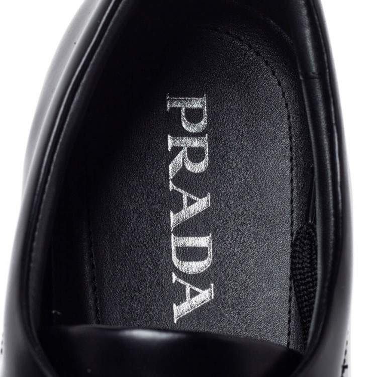 Pre Owned Prada Black Leather Lace Up Sneakers Size 45