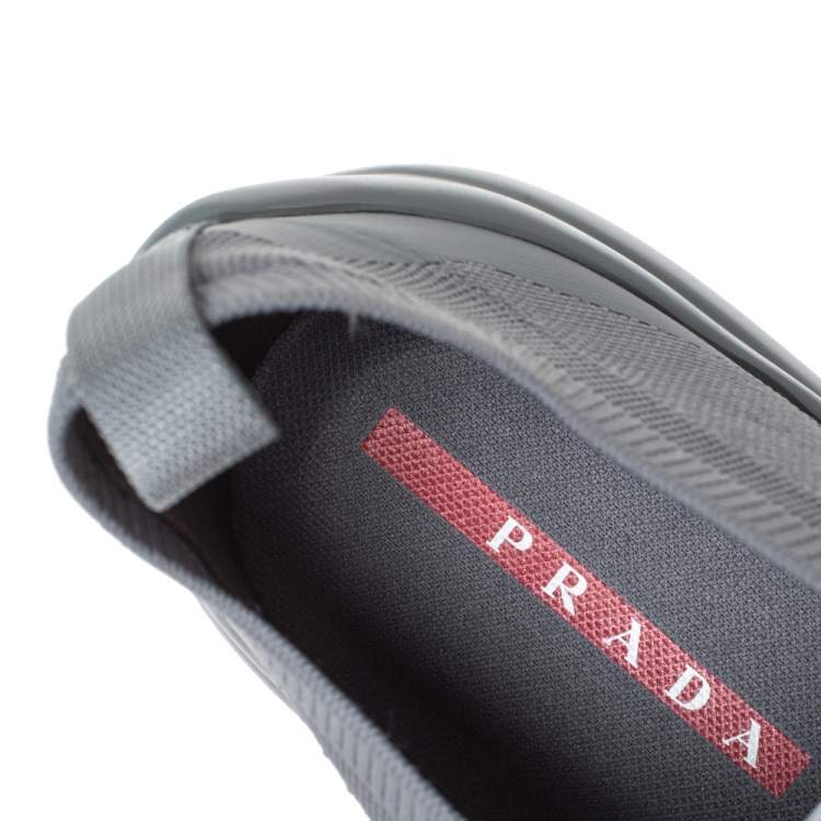 Pre Owned Prada Grey Knit Fabric Toblach Low Top Sneakers Size 42.5