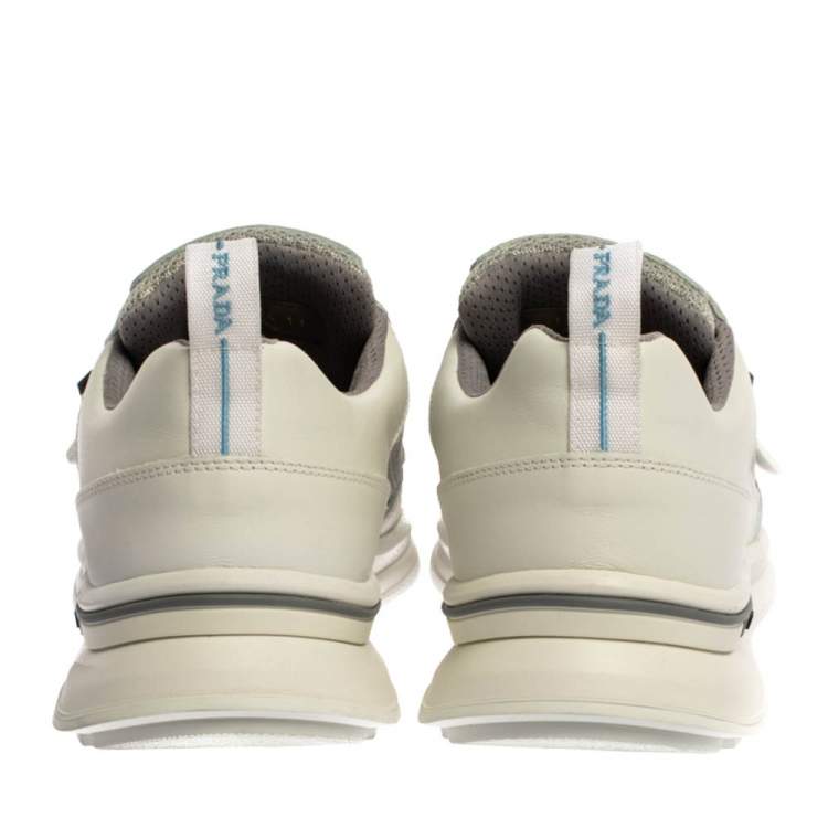 Pre Owned Prada White Leather Mechano Low Top Sneakers Size 45