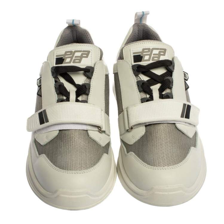 Pre Owned Prada White Leather Mechano Low Top Sneakers Size 45