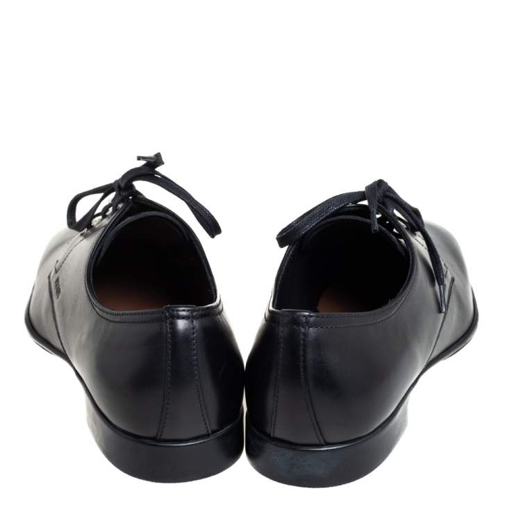 Pre Owned Prada Black Leather Lace Up Derby Size 41