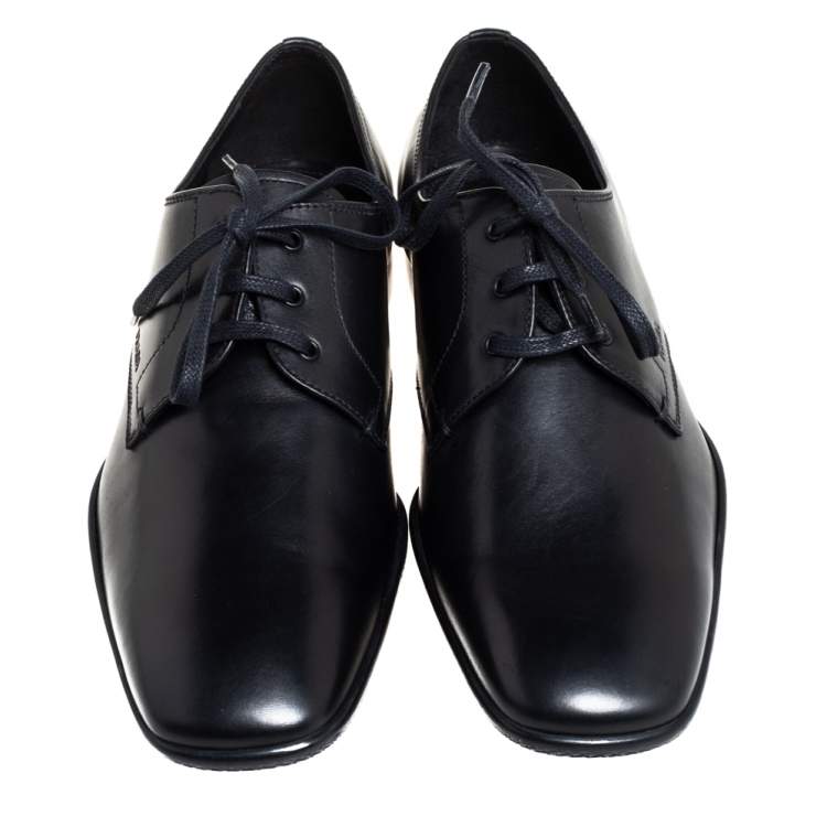 Pre Owned Prada Black Leather Lace Up Derby Size 41