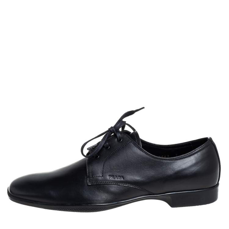 Pre Owned Prada Black Leather Lace Up Derby Size 41